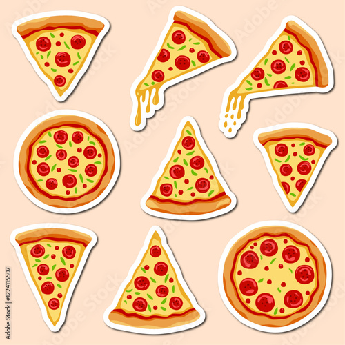 pizza vector sheets sticker design