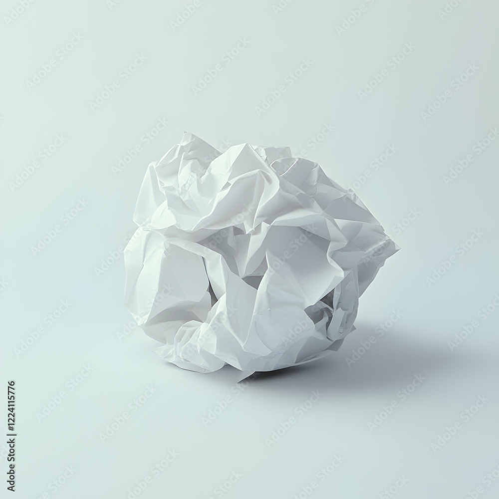 A crumpled ball of paper sitting neatly on a clean white background A crumpled ball of paper sitting neatly on a clean white background
