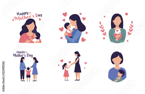 Loving Mother Holding Her Baby Silhouette Art
