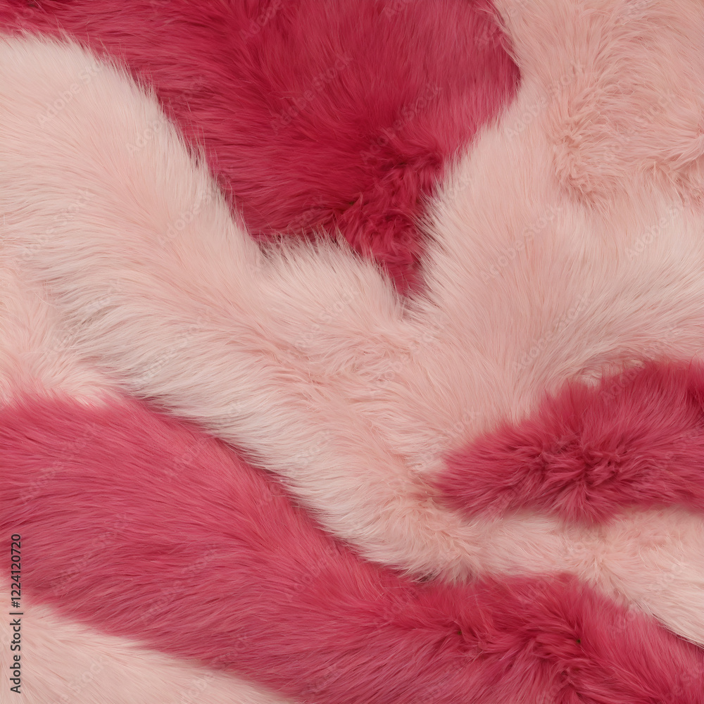 A luxurious blend of pink and red faux fur fabric background . A luxurious blend of pink and red faux fur fabric background .