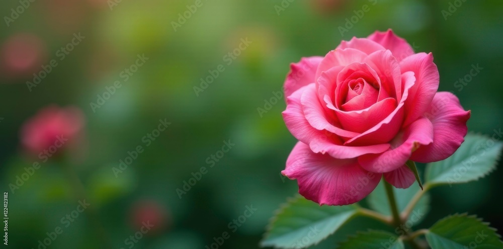 Softly blooming rose-like flowers with green leaves, botanical, blossom Softly blooming rose-like flowers with green leaves, botanical, blossom