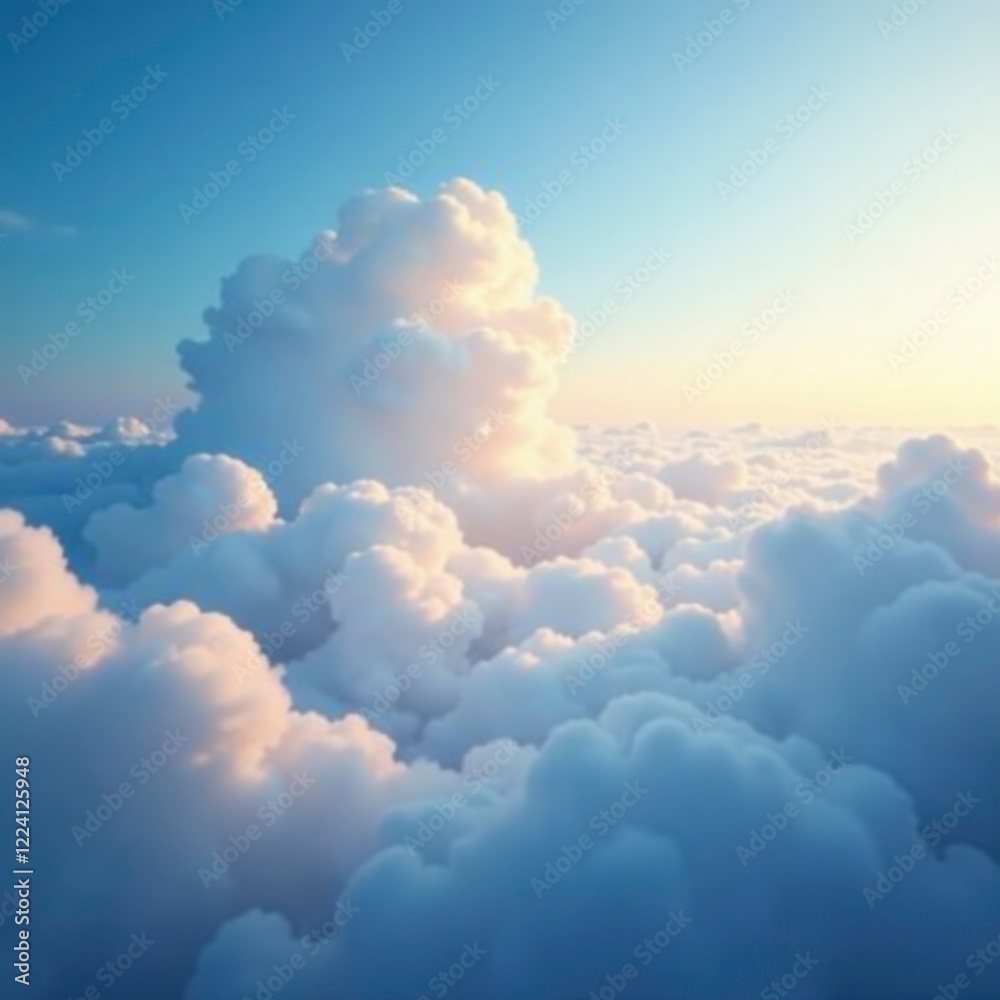 Softly descending clouds veil the blue expanse, atmosphere, landscape, horizon Softly descending clouds veil the blue expanse, atmosphere, landscape, horizon