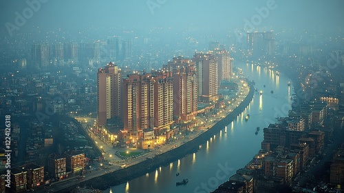 Night cityscape view of Dhaka, Bangladesh