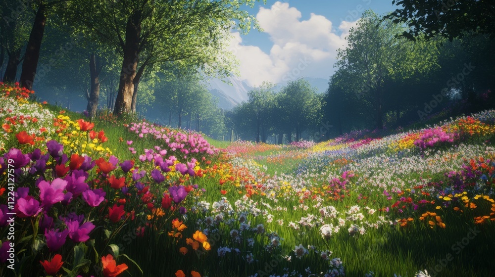Obraz premium A Stunning Meadow of Colorful Flowers