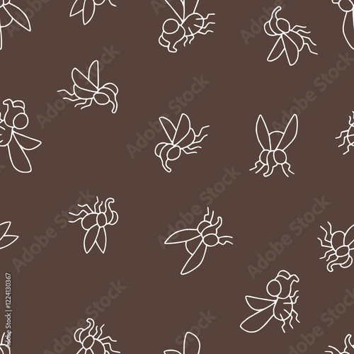 Outline Bunch of Fly Vector Seamless Pattern illustration Design
