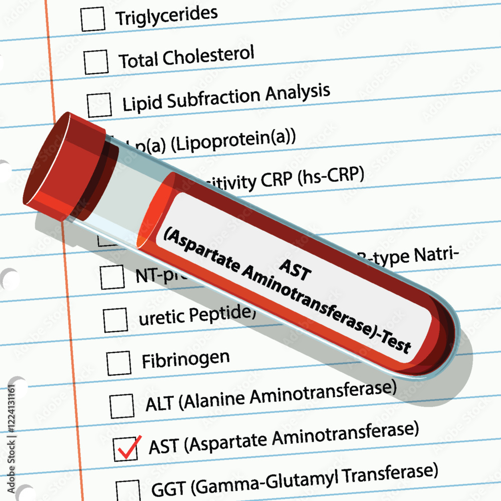 Fototapeta premium Blood Test and Medical Checklist Illustration