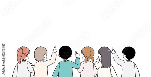 小学生 男女で相談 シンプルな後ろ姿のイラスト