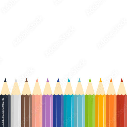 Set of Colored Pencils for Drawing. Back to School Supplies