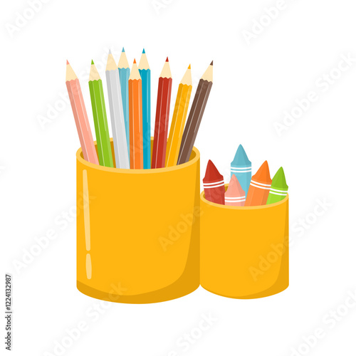 Set of Colored Pencils for Drawing Tools
