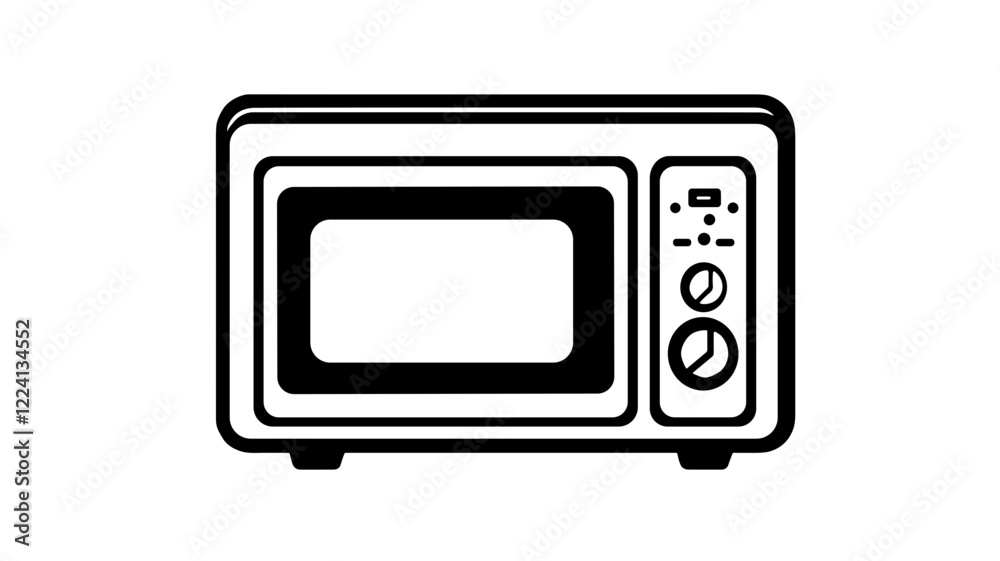 Microwave oven illustration on blank background with copy space Microwave oven illustration on blank background with copy space