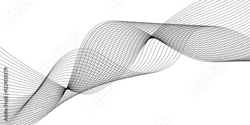 Wave Design of line pattern abstract background, abstract background with curved wave lines, wave line geometric patterns in concept of technology, science and presentation.