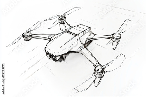 Delivery drone design. soft shape minimalist drone. white background. industrial design sketch. 