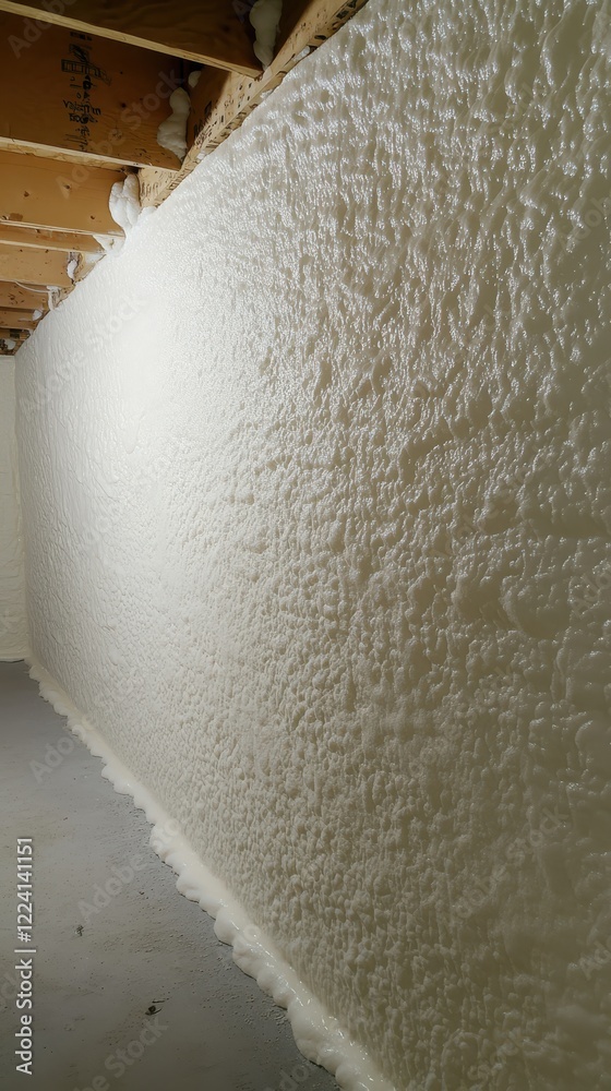 Basement Wall with Spray Foam Insulation for Energy Efficiency and Thermal Protection Basement Wall with Spray Foam Insulation for Energy Efficiency and Thermal Protection