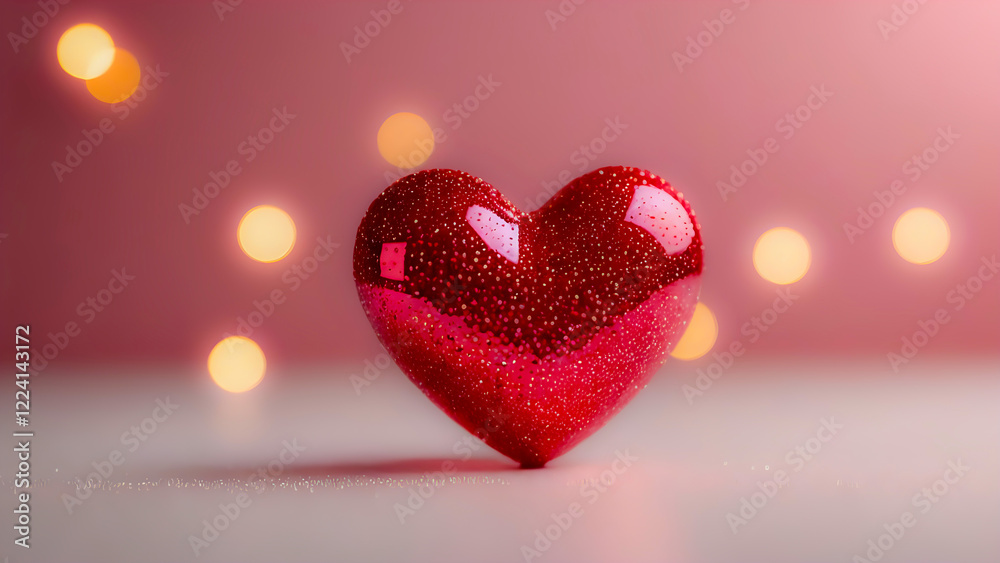 Red heart on a pink background Red heart on a pink background