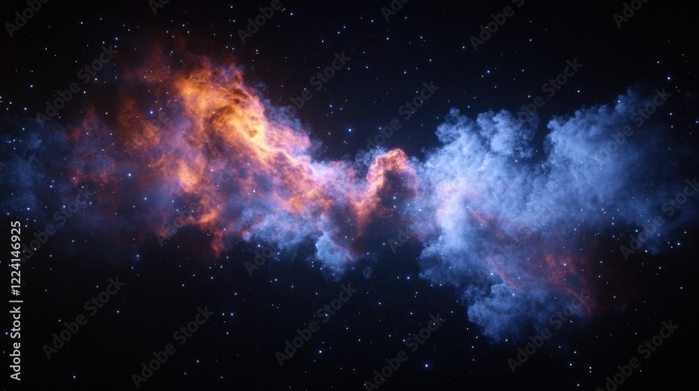 Naklejka premium Stunning Cosmic Nebula with Colorful Gas Clouds and Bright Stars in Deep Space Background