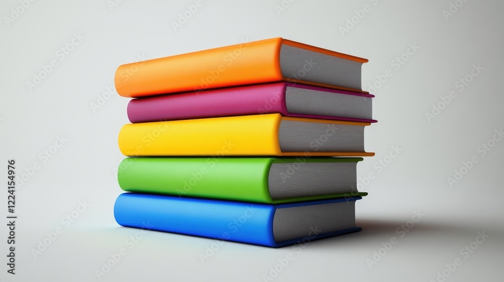 An inspiring office desk with vibrant books stacked, evoking a sense of creativity and modernity in a minimalist, dynamic workspace An inspiring office desk with vibrant books stacked, evoking a sense of creativity and modernity in a minimalist, dynamic workspace