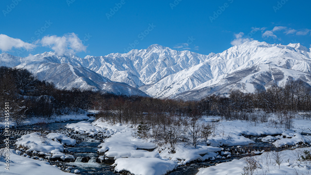 custom made wallpaper toronto digital快晴の空と冠雪の北アルプス　長野県白馬村