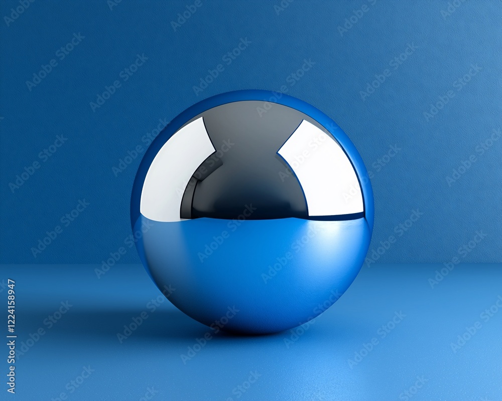 Chrome sphere reflecting blue background. Chrome sphere reflecting blue background.