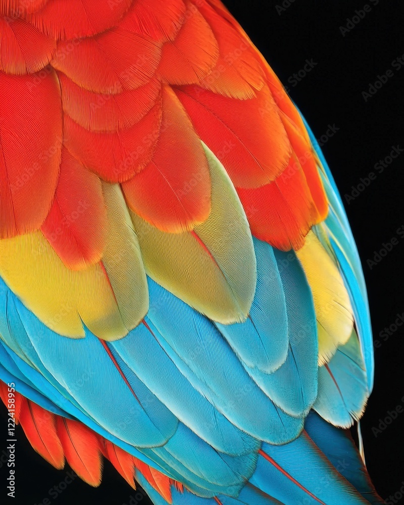 Obraz premium Vibrant macro shot of colorful parrot feathers natural habitat close-up nature's beauty