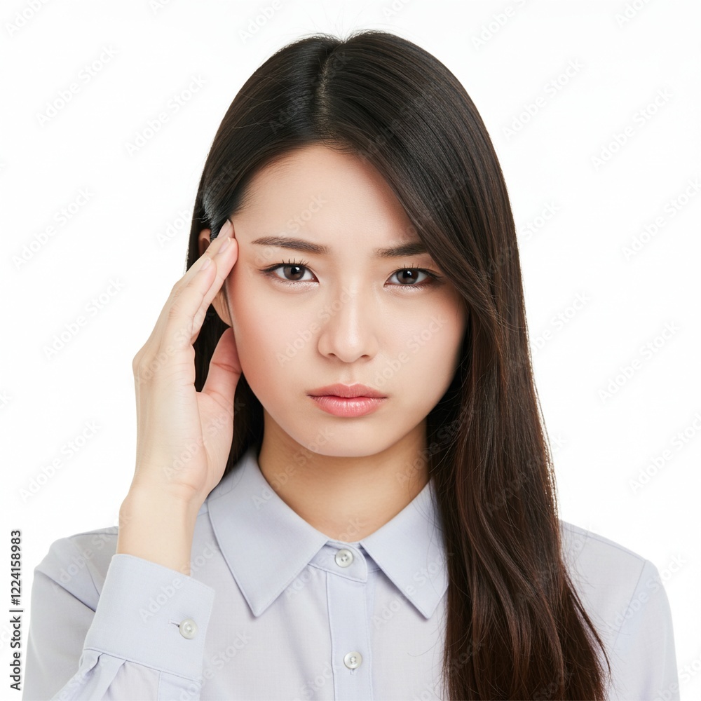 woman is having a headache . stress , inner pressure , with a face of pain . ai generative woman is having a headache . stress , inner pressure , with a face of pain . ai generative