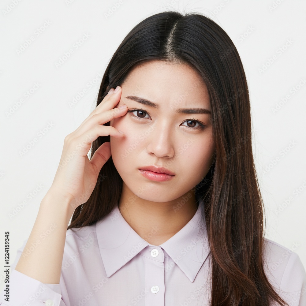 woman is having a headache . stress , inner pressure , with a face of pain . ai generative woman is having a headache . stress , inner pressure , with a face of pain . ai generative