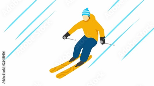 skiing in the mountains