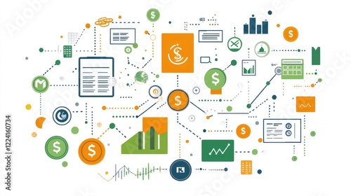 Wallpaper Mural Financial management concept with digital graph, coins, and currency symbols illustrating investment, finance, and accounting principles Torontodigital.ca