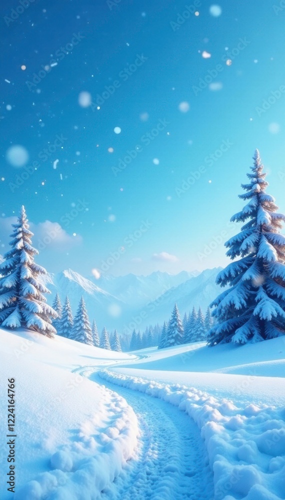 Softly falling snow in a vast blue winter sky, snow, serenity Softly falling snow in a vast blue winter sky, snow, serenity