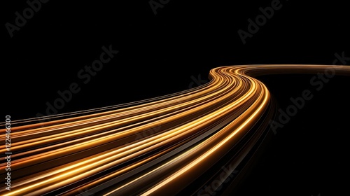 A long, winding trail of golden light against a black background, suggesting motion and speed through a dark landscape.