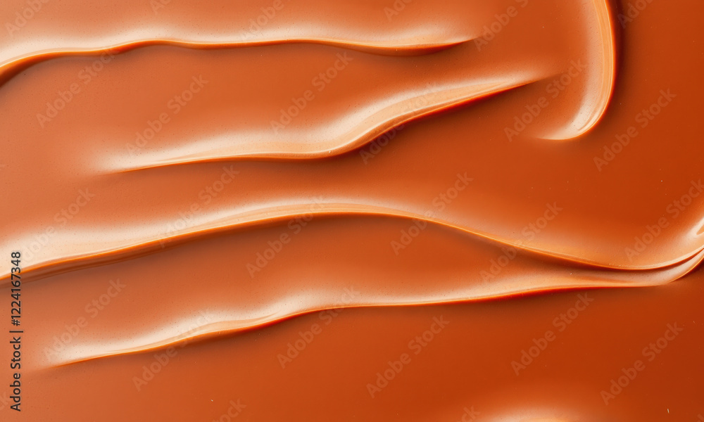 Fototapeta premium Smooth chocolate surface with rich, creamy texture and flowing patterns, perfect for desserts and culinary presentations