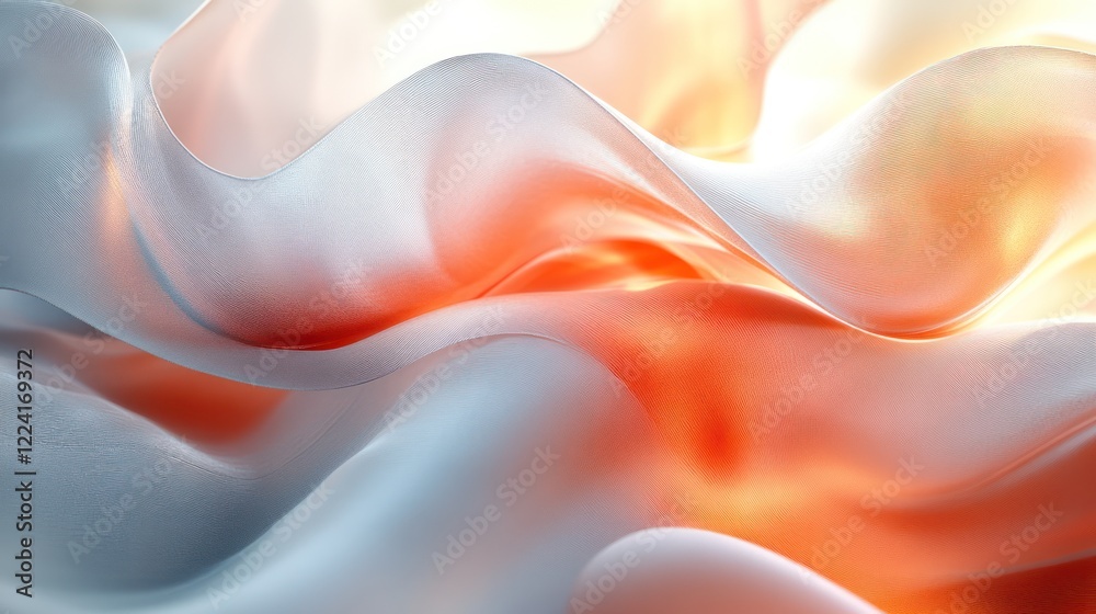 Fototapeta premium Shimmering fabric waves, backlit, abstract, design