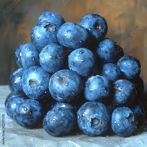 Wallpaper Mural Hyper-Realistic Blueberry Cluster with Water Droplets Torontodigital.ca