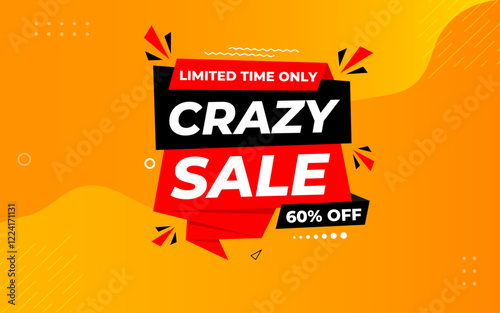Crazy Sale offer Background. Sale banner design template. Vector illustration. Market promotion banner and crazy discount announcement background vector illustration.