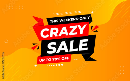 Crazy Sale offer Background. Sale banner design template. Vector illustration. Market promotion banner and crazy discount announcement background vector illustration.