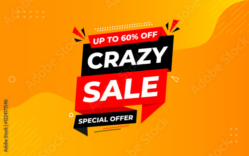Crazy Sale offer Background. Sale banner design template. Vector illustration. Market promotion banner and crazy discount announcement background vector illustration.