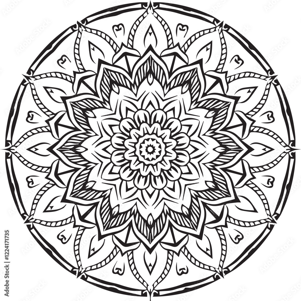 Fototapeta premium Beautiful flower art and mandala vector design