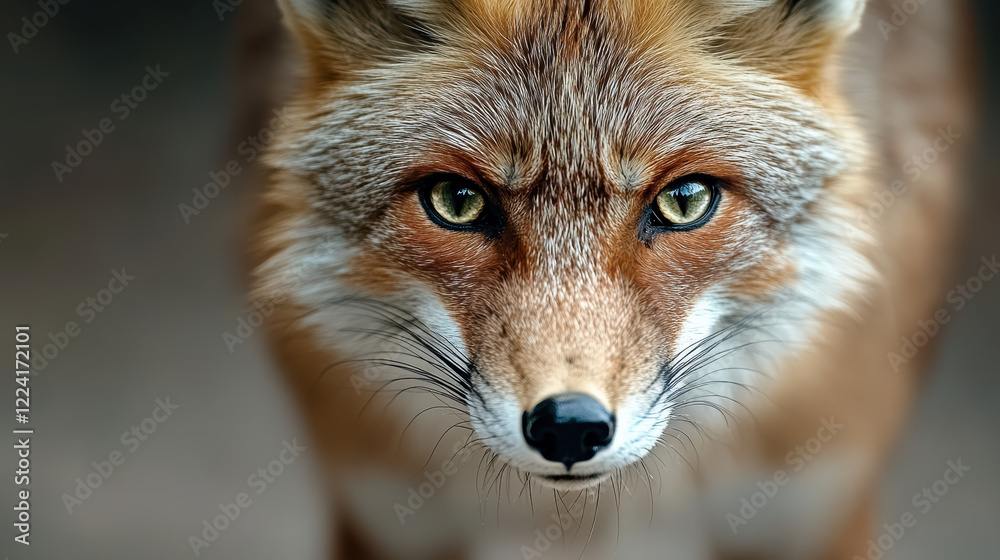 close up of fox with striking green eyes, showcasing its beautiful fur and features close up of fox with striking green eyes, showcasing its beautiful fur and features