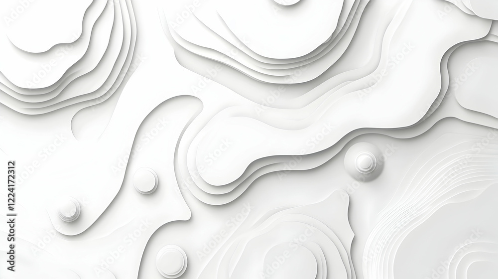 Abstract white topography; layered curves; 3D texture; design background Abstract white topography; layered curves; 3D texture; design background