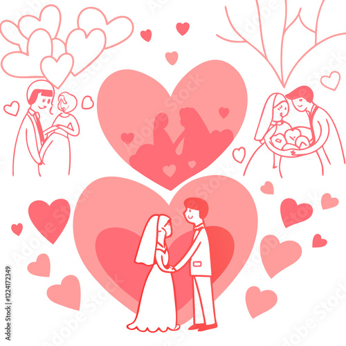 Happy valentine day illustration vector art,