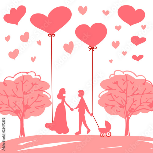 Happy valentine day illustration vector art,