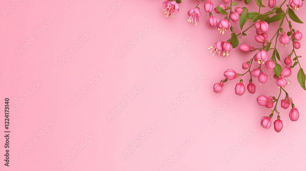 Delicate Pink Flowers on Branch, Soft Romantic Background Delicate Pink Flowers on Branch, Soft Romantic Background