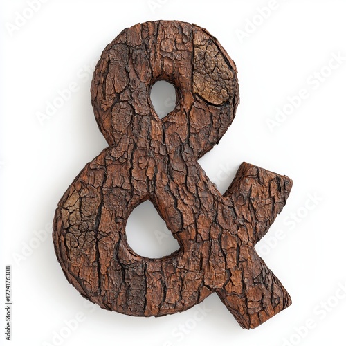 Rustic And Symbol Carved From Wood Texture With Natural Bark Finish