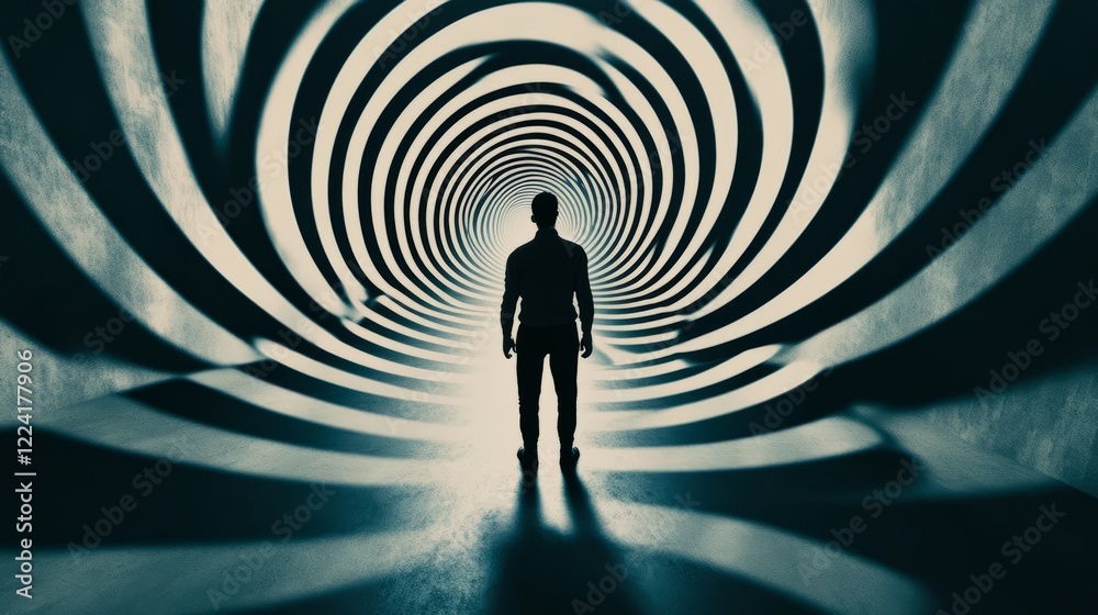 A man is standing in a tunnel A man is standing in a tunnel