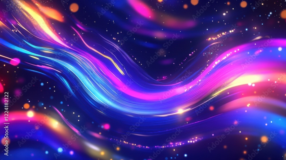 Obraz premium Abstract Colorful Waves of Light and Energy Vibrant Neon Swirls Glowing in the Dark Cosmic Nebula Galaxy