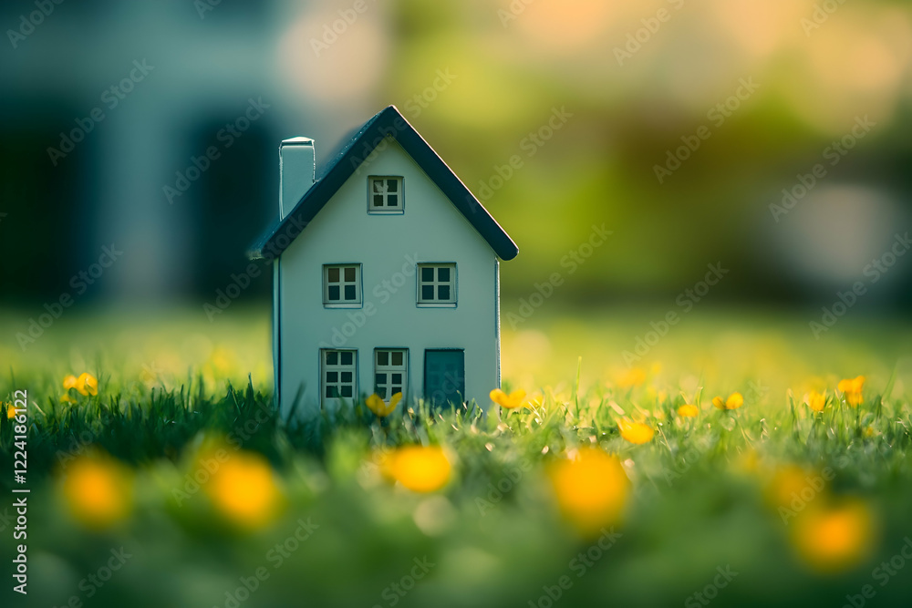 A tiny house on lush green grass with yellow flowers, symbolizing tranquility, nature, and homeownership in a serene environment. A tiny house on lush green grass with yellow flowers, symbolizing tranquility, nature, and homeownership in a serene environment.