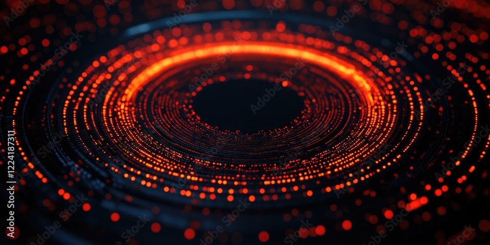 Abstract Glowing Circular Pattern with Red and Black Background Abstract Glowing Circular Pattern with Red and Black Background