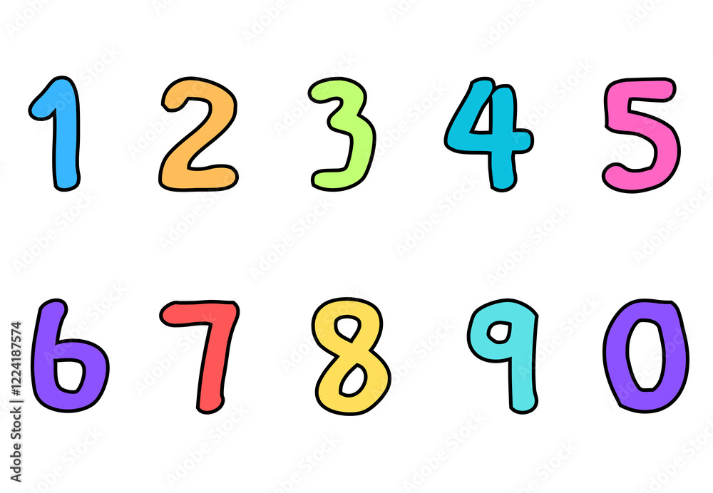 Set of numbers from zero to nine. Collection of numbers isolated on a white background. Vector illustration. Set of numbers from zero to nine. Collection of numbers isolated on a white background. Vector illustration.