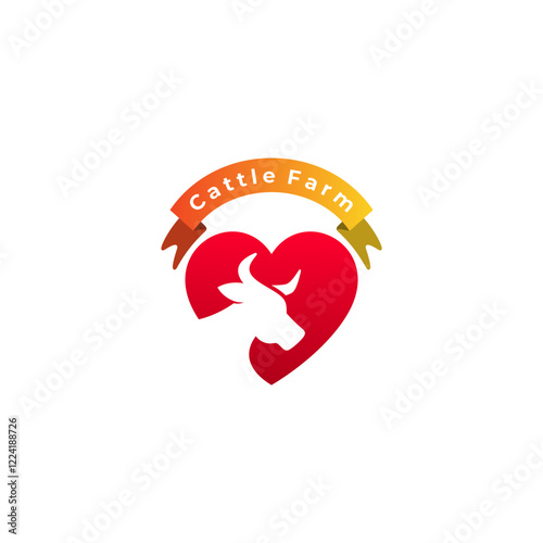 Love logo and cow design combination, best quality cow icon, angus logos