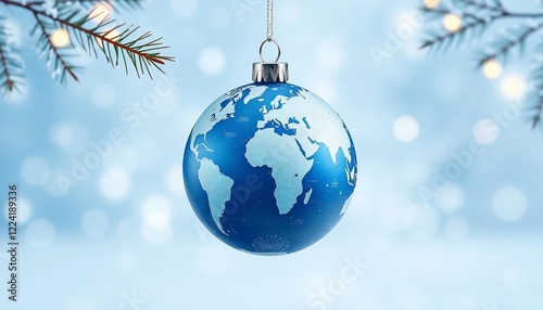 Global Christmas Ornament: A Blue World Celebrates the Holidays