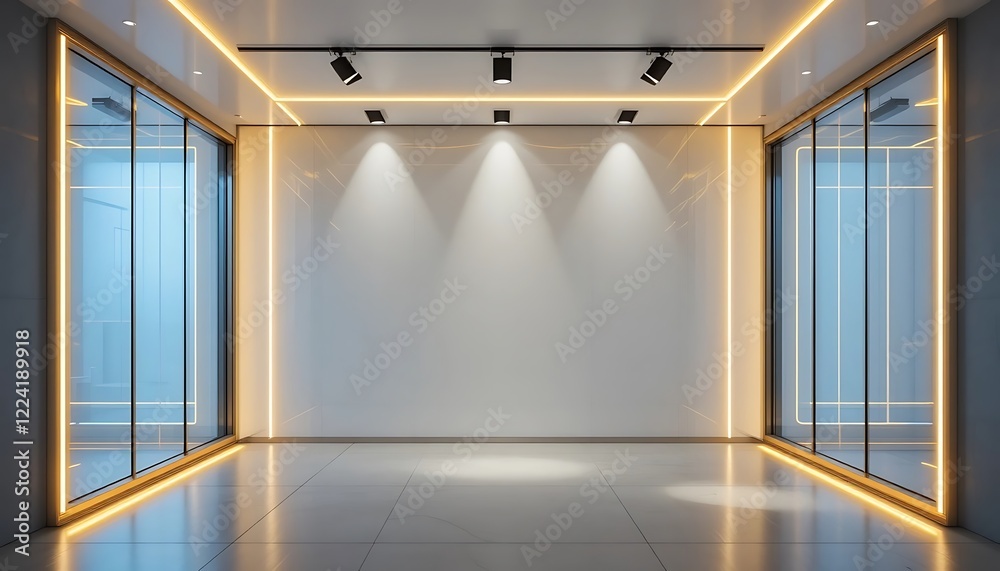 Obraz premium Modern Minimalist Room Interior Design with Bright Lighting